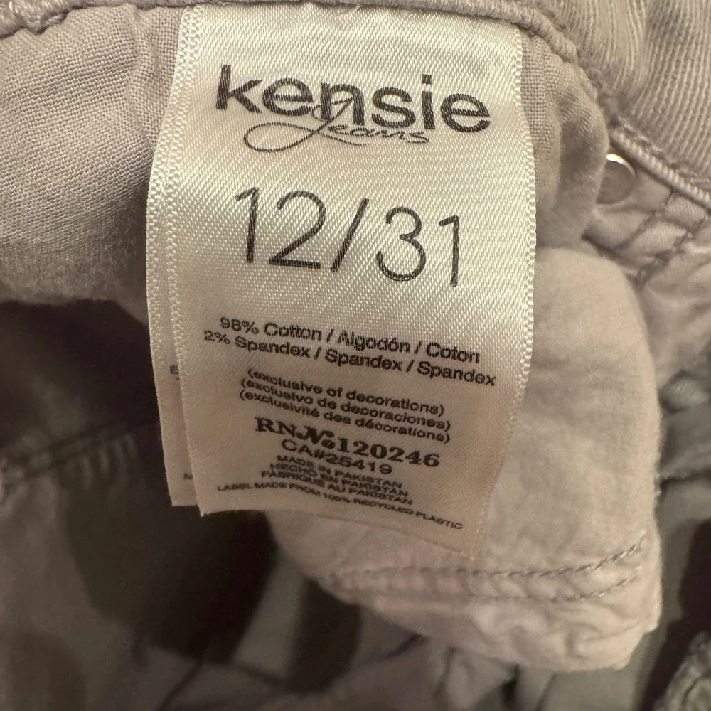 Kensie Vintage Luxe The Slim Jeans Purple Grey Raw Hem Straight Leg Womens 12/31